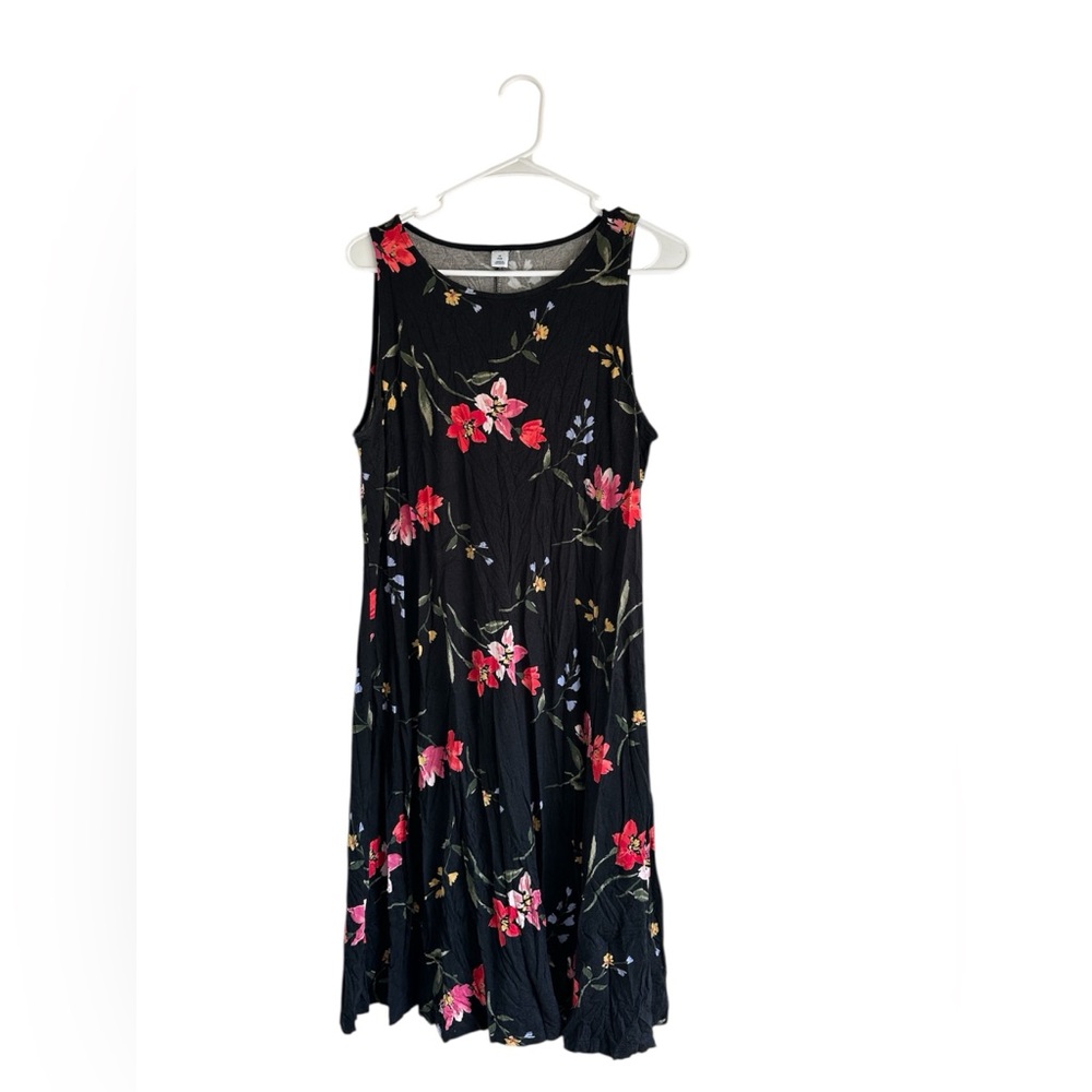 Old Navy Floral Sleeveless Black Dress